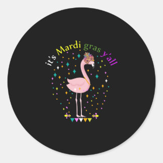 Adesivo Redondo É Mardi Gras Funny Mask Flamingo Lover