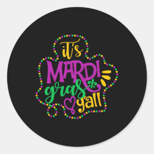 Adesivo Redondo É Mardi Gras Yall Funny Mardi Gras Party Mask Co