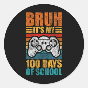 Adesivo Redondo É Meu 100 Dias De Escola Gamer Boy 100º Dia