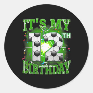 Adesivo Redondo É Meu 12º Aniversário Futebol Masculino 12 Anos Pa