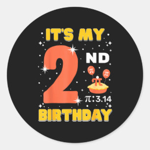 Adesivo Redondo É Meu 2º Aniversário Dia do Pi Matemática 2 Anos d