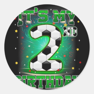Adesivo Redondo É Meu 2º Aniversário Futebol Masculino 2 Anos de I
