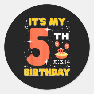 Adesivo Redondo É Meu 5º Aniversário Dia do Pi Matemática 5 Anos C