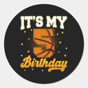 Adesivo Redondo É Meu 5º Aniversário Sketll Menino Presentes 5 Ano