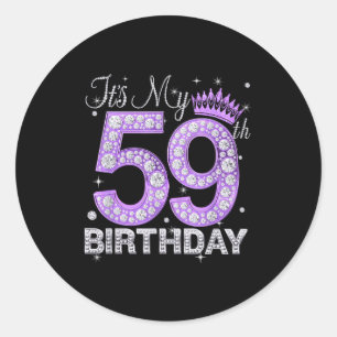 Adesivo Redondo É Meu 59º Aniversário Rainha Mulheres 59 Anos Diam