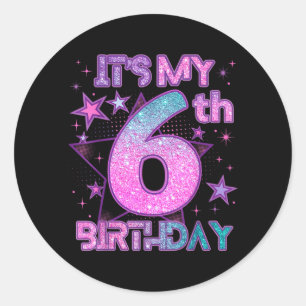 Adesivo Redondo É meu 6º aniversário K-pop Garota 6 Anos de Aniver