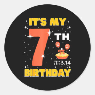 Adesivo Redondo É Meu 7º Aniversário Dia do Pi Matemática 7 Anos C