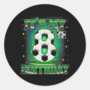 Adesivo Redondo É Meu 8º Aniversário Futebol Masculino 8 Anos De I