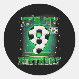 Adesivo Redondo É Meu 9º Aniversário Futebol Masculino 9 Anos Fest