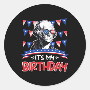 Adesivo Redondo É Meu Aniversário Dia da Independência George Wash
