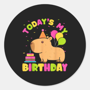 Adesivo Redondo É Meu Aniversário Garotas Amantes de Capivara Aniv