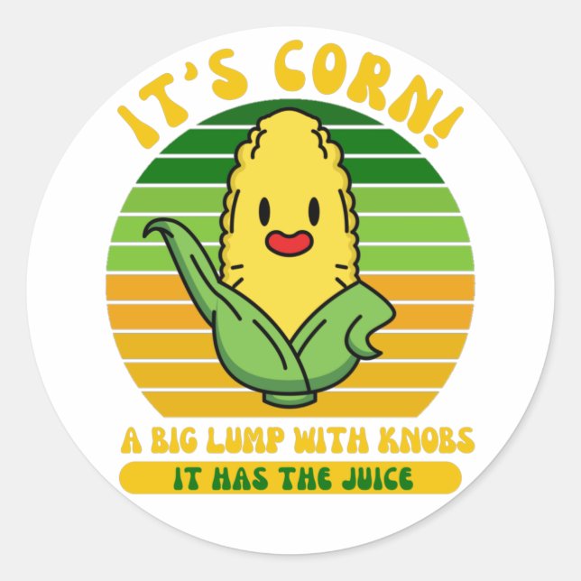 Adesivo Redondo É Milho Grande Com Botões Tem Suco (Frente)