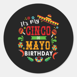 Adesivo Redondo É Minha Festa de aniversário De Aniversário Cinco