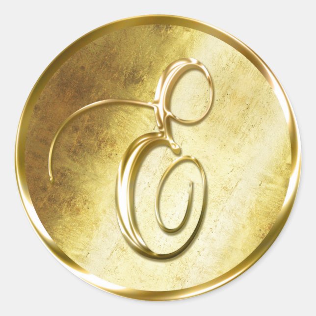 Adesivo Redondo E Monograma Faux Dourado Envelope Selos (Frente)