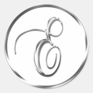 Adesivo Redondo E Monograma Faux Silver Envelope Ou Favor Seal