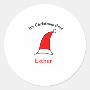 Adesivo Redondo É Natal Papais noeis vermelho esse nome é simples