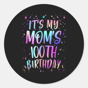Adesivo Redondo É o 100º Aniversário da Minha Mãe Colorido Feliz 1
