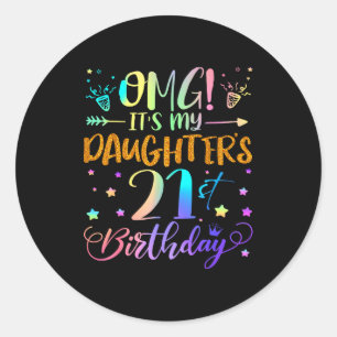 Adesivo Redondo É o 21º aniversário da minha filha, Doce 21 Anos 