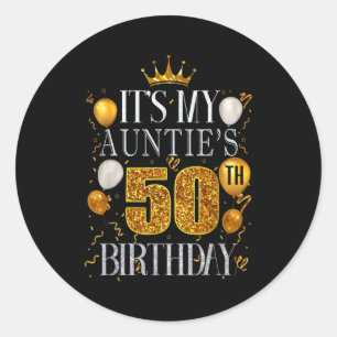 Adesivo Redondo É o 50º aniversário da minha tia Feliz aniversário