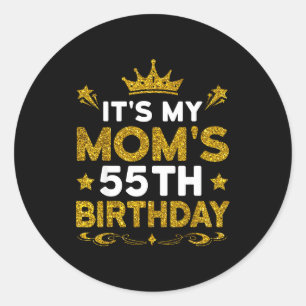 Adesivo Redondo É o 55º aniversário da minha mãe Feliz aniversário