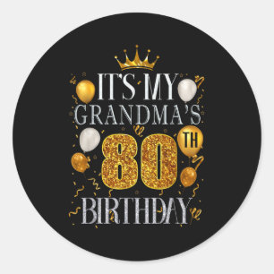Adesivo Redondo É o 80º aniversário da minha avó Feliz aniversário