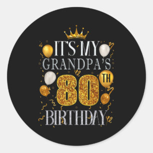 Adesivo Redondo É o 80º aniversário do meu avô Feliz aniversário 8