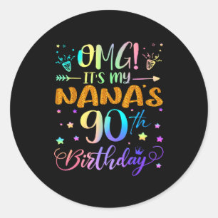 Adesivo Redondo É o 90º aniversário da minha Nana, Doce 90 Anos de