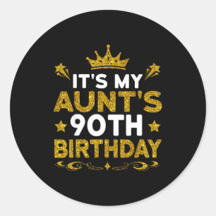Adesivo Redondo É o 90º aniversário da minha tia Feliz aniversário