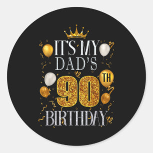 Adesivo Redondo É o 90º aniversário do meu pai Feliz aniversário 9