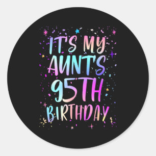 Adesivo Redondo É o 95º Aniversário da Minha Tia Colorido Feliz 95