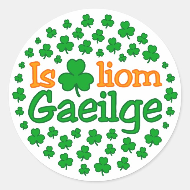 Adesivo Redondo É o breá liom gaeilge (eu amo o Irish) Sticker (Frente)
