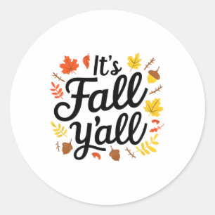 Adesivo Redondo É o Fall Yall Halloween Bats Pumpkin Fall Hallowe