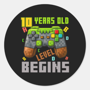 Adesivo Redondo É o meu 10º aniversário Pixel Gaming Controller 10