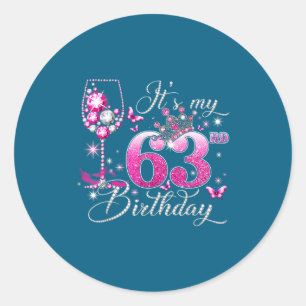 Adesivo Redondo É o meu 63º aniversário Nk 63 anos de idade Aniver
