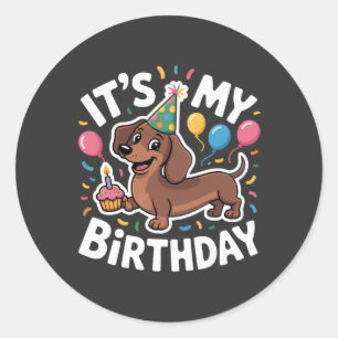 Adesivo Redondo É o meu aniversário Dachshund