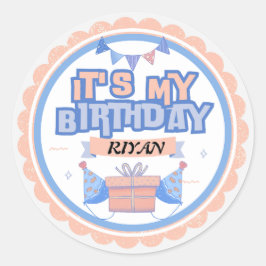 Adesivo Redondo É o meu aniversário! Divertido e Festivo - Perfeit