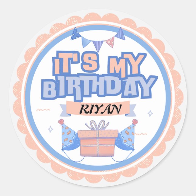 Adesivo Redondo É o meu aniversário! Divertido e Festivo - Perfeit (Frente)