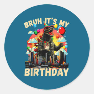 Adesivo Redondo É o Meu Aniversário Festa de Aniversário Kaiju Jap