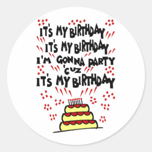Adesivo Redondo É o meu aniversário, vou festejar com o bolo de 
