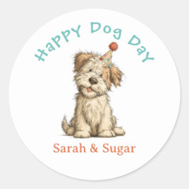 Adesivo Redondo É o meu cão-palito do dia - nome de animal persona
