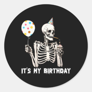 Adesivo Redondo É o meu esqueleto de aniversário de Halloween, ani