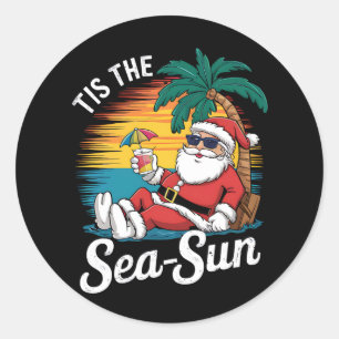 Adesivo Redondo É o Sol do Mar Natal Praia Natal de Verão em Julho
