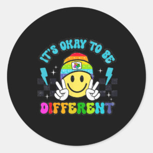 Adesivo Redondo É Okay Ser Diferente Sorriso Face Puzzle Autismo