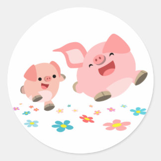 Adesivo Redondo É Primavera!!-Dois Bons Pigs de Cartoon