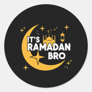 Adesivo Redondo É Ramadan Irmão Feliz Jejum Crescente Islâmico 