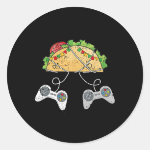 Adesivo Redondo E Tacos Cinco De Mayo Videogame Comida Mexicano Ga