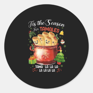 Adesivo Redondo É Temporada de Tamales Natal Comida Mexicana