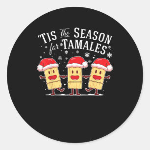 Adesivo Redondo É Temporada de Tamales Natal Comida Mexicana