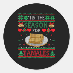 Adesivo Redondo É Temporada Para Tamales Engraçado Comida De Natal