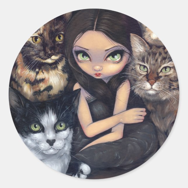 Adesivo Redondo "É tudo sobre os gatos" (Frente)